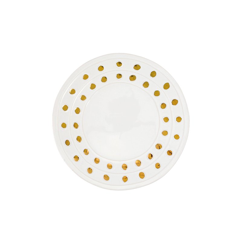 Vietri Medici Gold Salad Plate In White