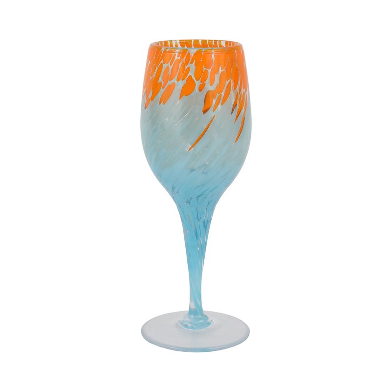 Vietri Nuvola Orange And Light Blue Wine Glass