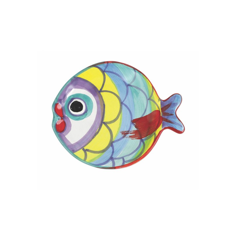 Vietri Pesci Colorati Figural Fish Canape Plate In Yellow