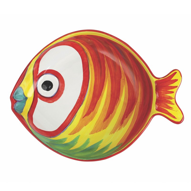 Vietri Pesci Colorati Figural Fish Medium Serving Bowl In Red