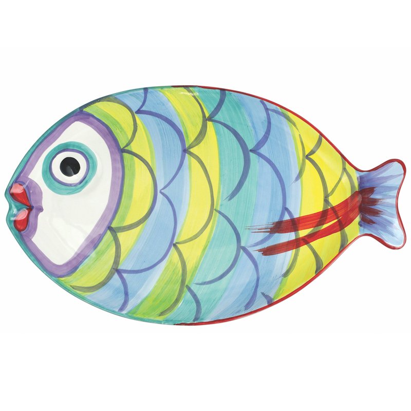 Shop Vietri Pesci Colorati Figural Fish Platter In Blue