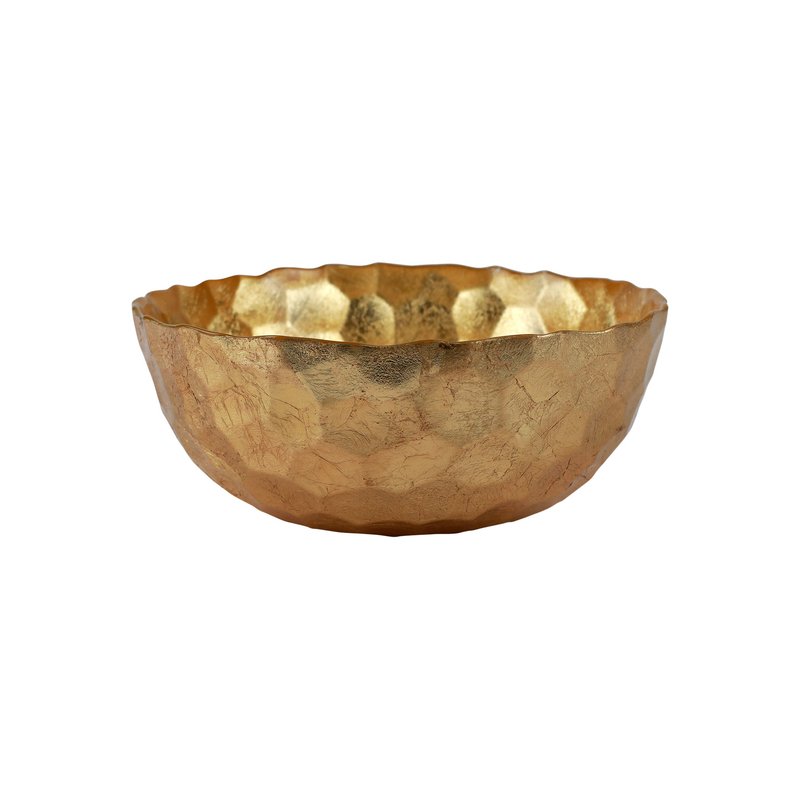 Shop Vietri Rufolo Glass Honeycomb Medium Bowl In Gold