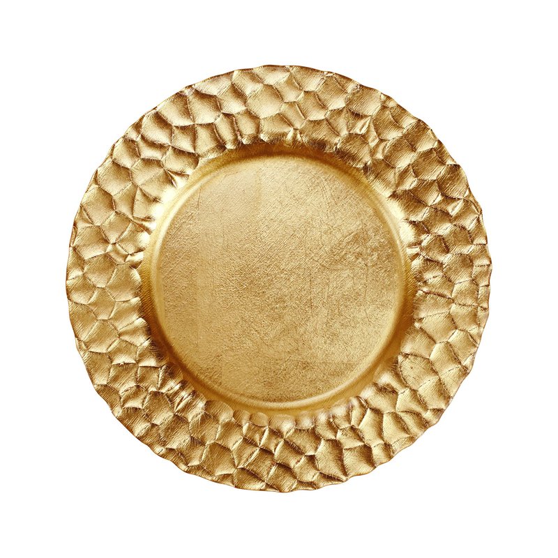 Shop Vietri Rufolo Glass Honeycomb Service Plate/charger In Gold
