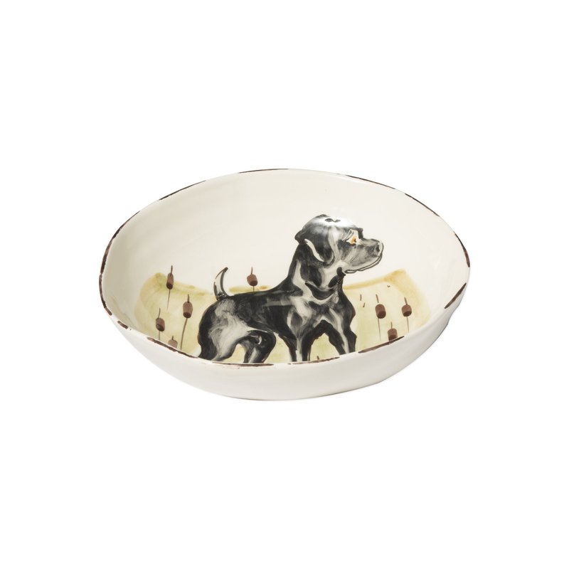 Vietri Wildlife Black Hunting Dog Pasta Bowl In White