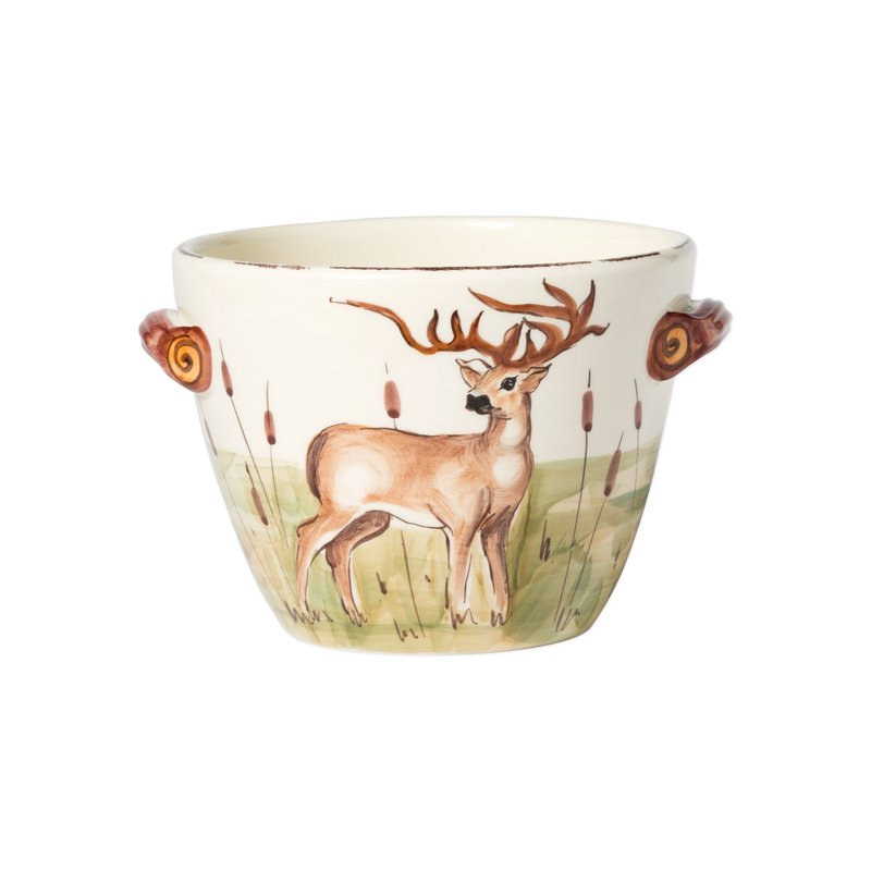 Shop Vietri Wildlife Deer Handled Deep Serving Bowl In White