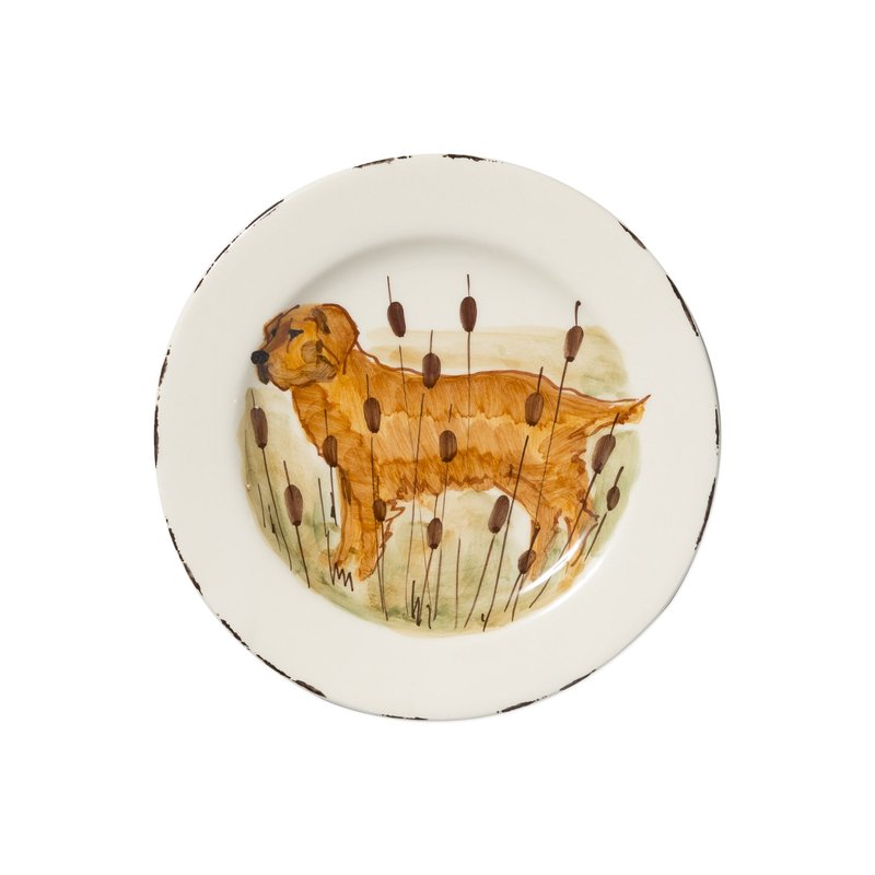 Vietri Wildlife Hunting Dog Salad Plate In Brown