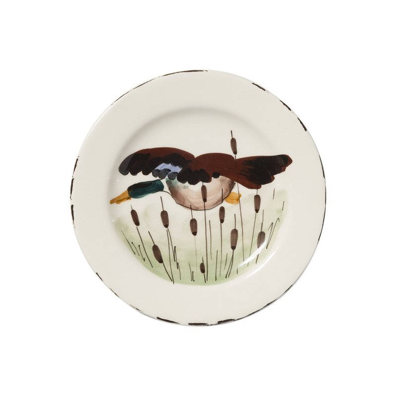 Vietri Wildlife Mallard Salad Plate In White