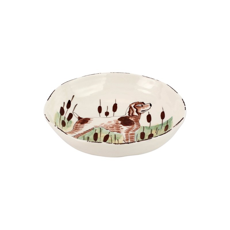 Vietri Wildlife Spaniel Pasta Bowl In White