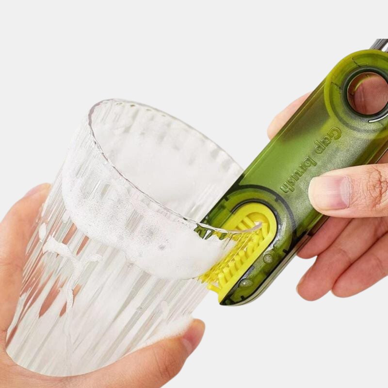 Vigor 3 In 1 Multifunctional Cup Lid Gap Cleaning Brush Set, Mutipurpose Multifunctional Insulation Bottle In Green