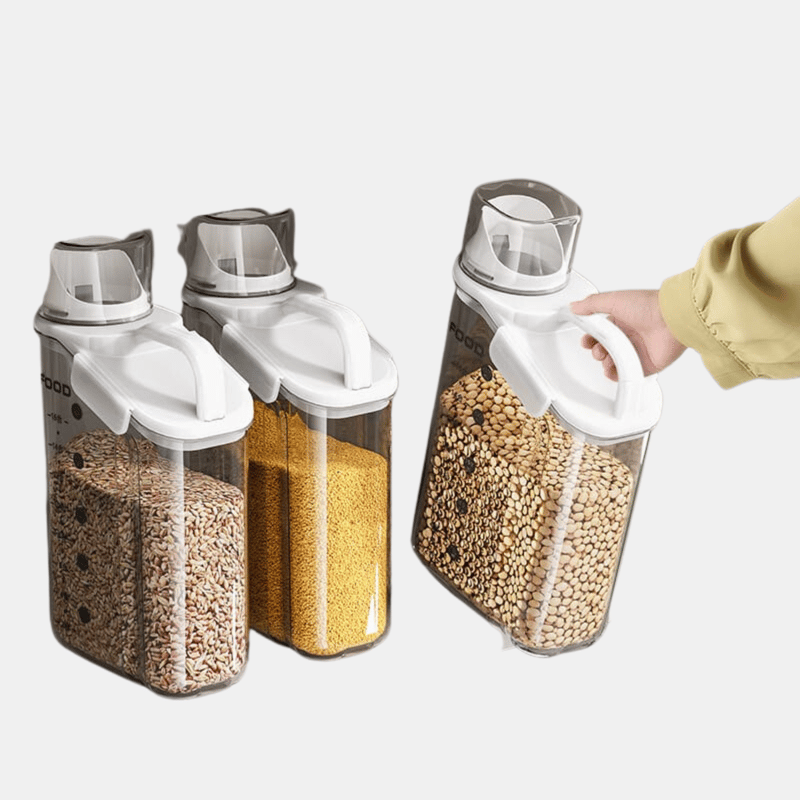 Vigor Airtight Food Storage Container, Grain Transparent Tank Cereal Dispenser For Rice Flour, Food & Liqu In White