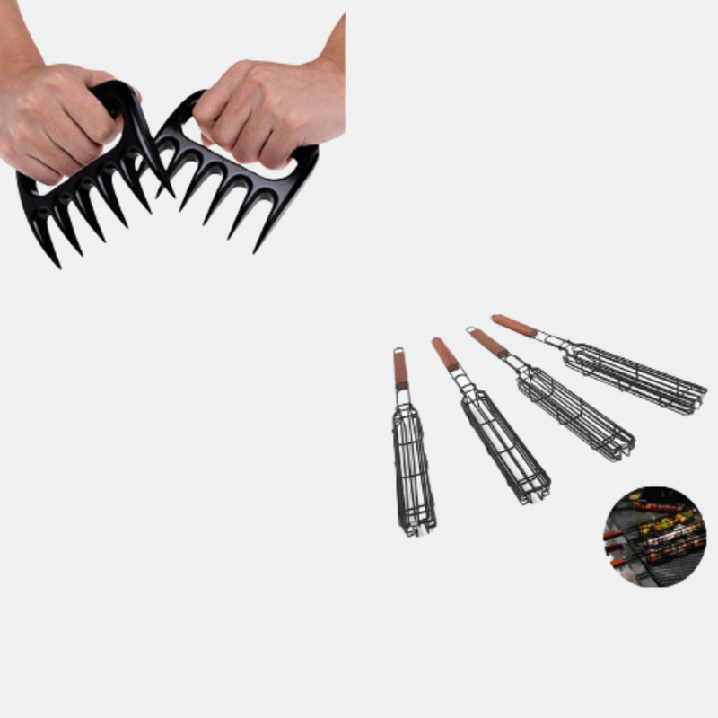 Vigor Barbecue Sausage Grill & Meat Claws Pack In Black