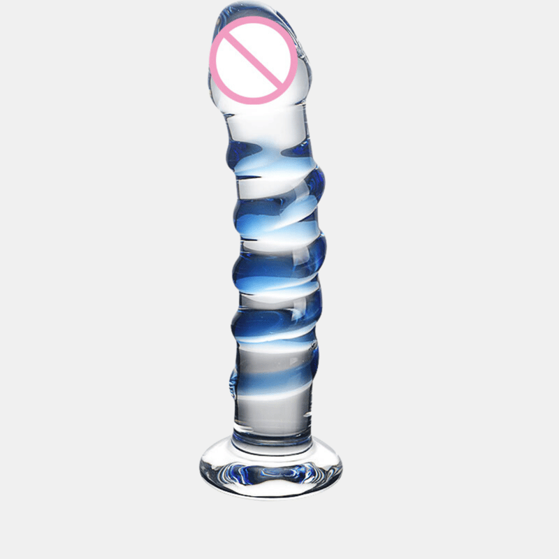 Vigor Blue Pattern Glass Crystal Transparent Toy & Big Huge Realistic 12" Dildo For Women Combo