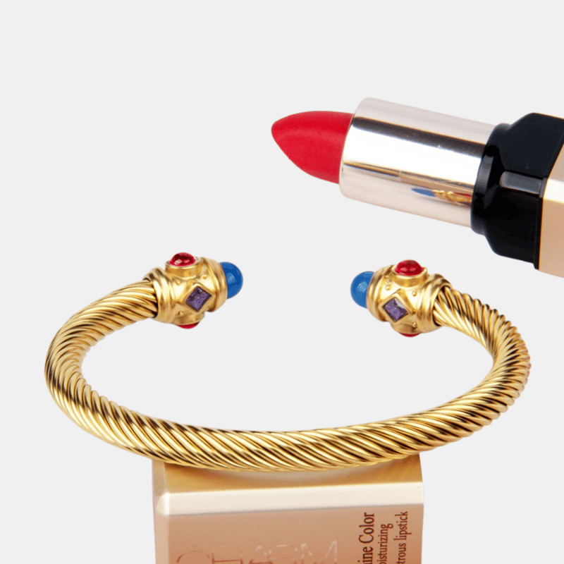 Vigor Bohemian Style 18k Gold Braided Steel Wire Open Ended Bracelet