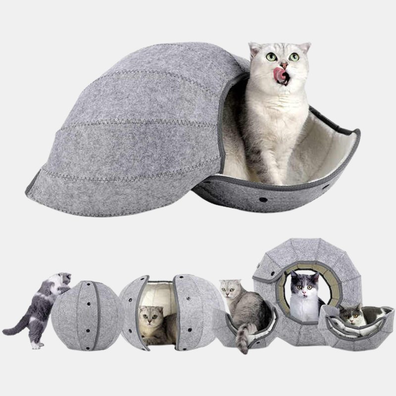 Vigor Cat Tunnel Foldable And Durable Household Comfortable And Scratch Resistant Nest For Dog And Cat In Gray