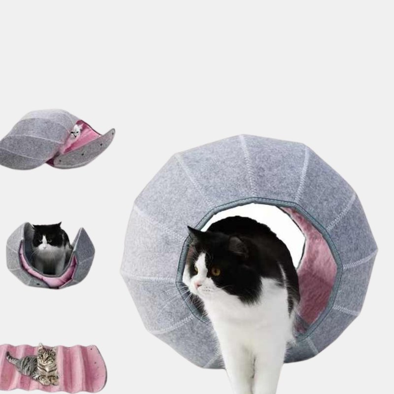 Vigor Cat Tunnel Foldable And Durable Household Comfortable And Scratch Resistant Nest For Dog And Cat In Pink