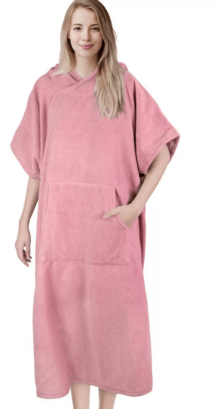 Shop Vigor Changing Robe With Hood Quick Dry Microfiber Wetsuit Changing Towel With Pocket For Surfing Men Wome In Pink