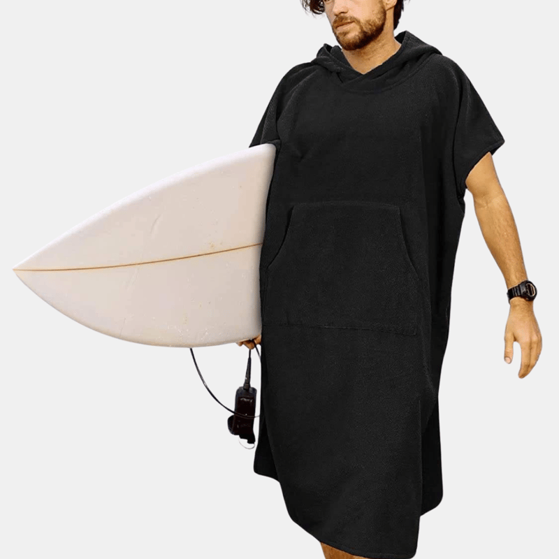 Shop Vigor Changing Robe With Hood Quick Dry Microfiber Wetsuit Changing Towel With Pocket For Surfing Men Wome In Black