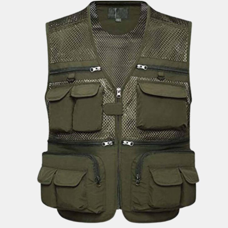 Vigor Comfort Vest Safari Fishing Travel Photo Cargo Vest Jacket Multi Pockets In Brown