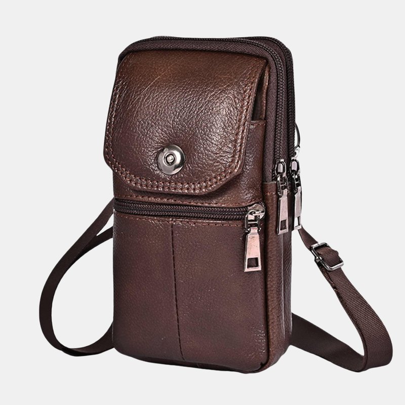 Shop Vigor Crossbody Bag First Layer Vintage Waist Pack Perfect For Protecting Cell Phones, Cigarettes And Ligh In Brown
