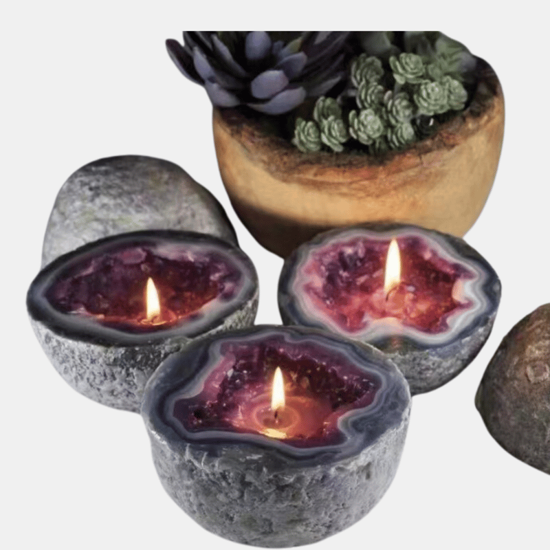 Vigor Crystal Cave Candle Holder Crystal Cave Is Made Of Vintage Resin Crafts Applicable Home Tabletop Orn In Purple