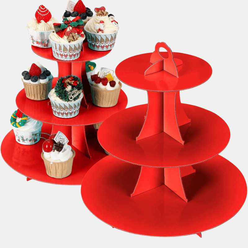 Shop Vigor Cupcake Stand, Cake Stand Holder, Tiered Diy Cupcake Stand Tower In Red