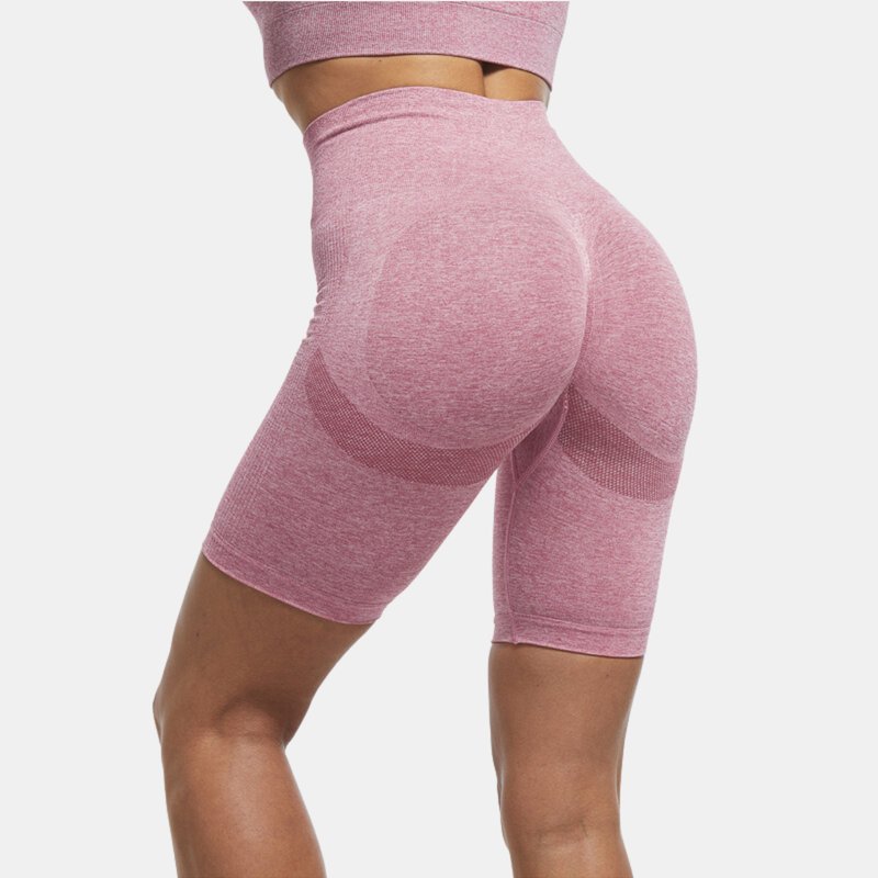 Vigor Cusp Look High Waist Yoga Gym Athletic Contour Seamless Cycling Shorts In Pink