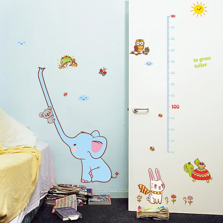 Decal Mile Height Chart-Wall Decals-Kids Measure Growth Wall Stickers Baby Nursery Classroom-Children's Bedroom Wall Décor
