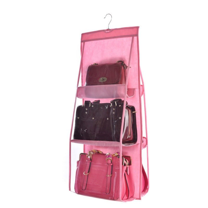 Vigor Hanging Purse Handbag Organizer Clear Hanging Shelf Bag Collection Storage In Pink