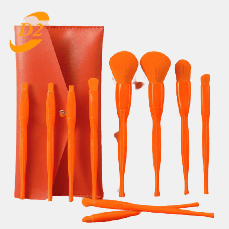 Vigor High Quality 10 Pcs Candy Color Makeup Brushes Tool Set In Orange