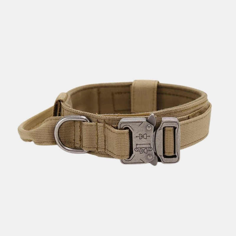 Vigor High Quality Heavy Duty Metal Buckle Pet Collar Strong Dogs Collar And Leash Set Tactical Dog Collar In Brown