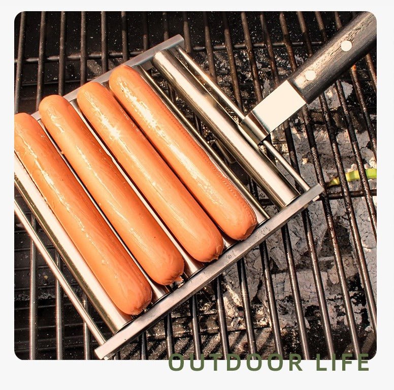 Vigor Hot Dog Grill Detachable Long Wooden Handle Food Grade Stainless Steel