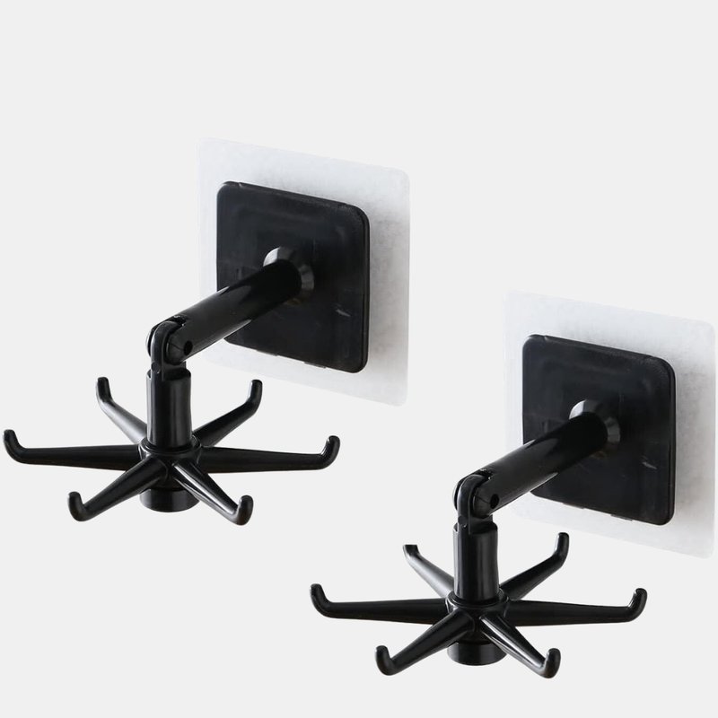 Vigor Kitchen Utensil Holder 360 Degrees Rotating Folding Hook Self Adhesive Kitchen Hooks For Hanging For In Black