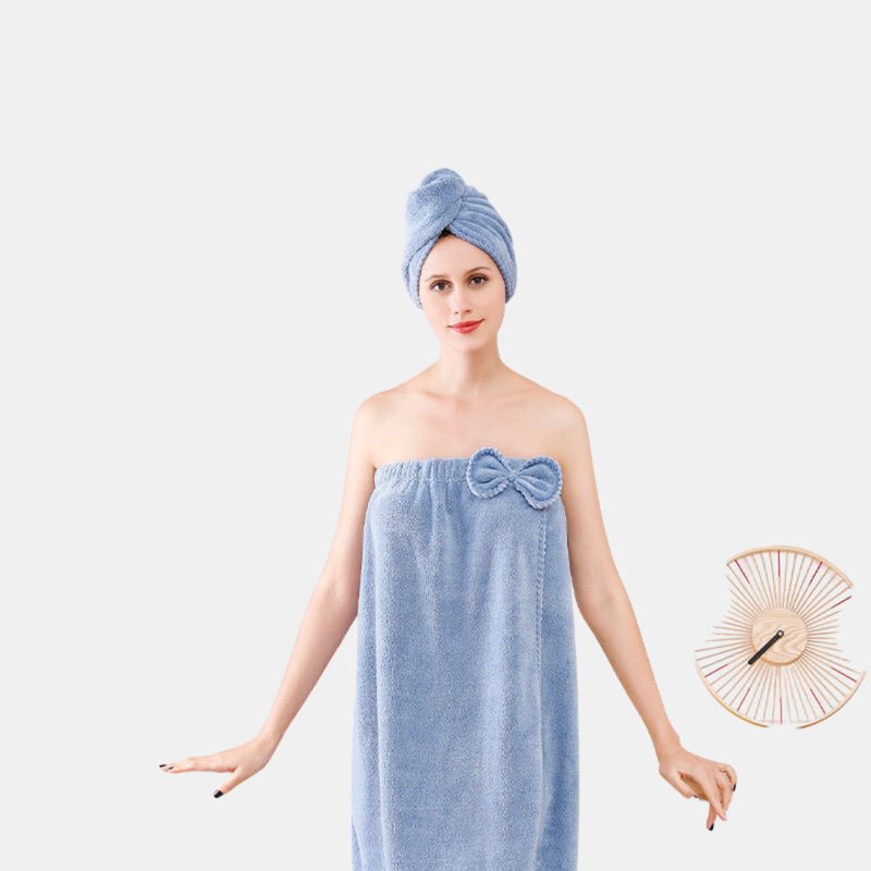 Vigor Luxury Microfiber Bath Towel Wrap In Blue