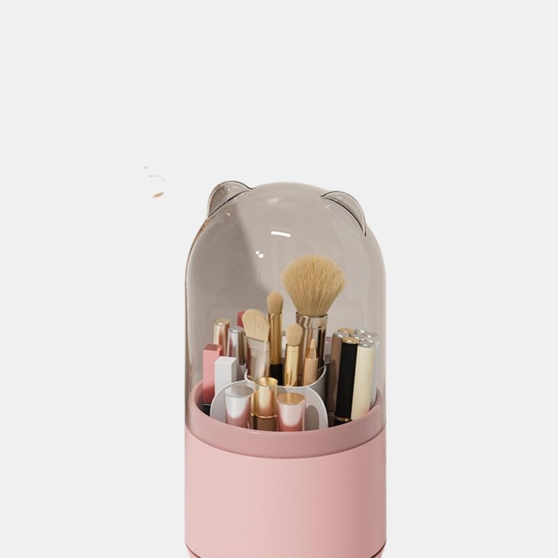 Vigor Makeup Brush Storage Cylinder, Organizer With Lid, Make Up Brushes Container With Clear Acrylic Cove In Pink