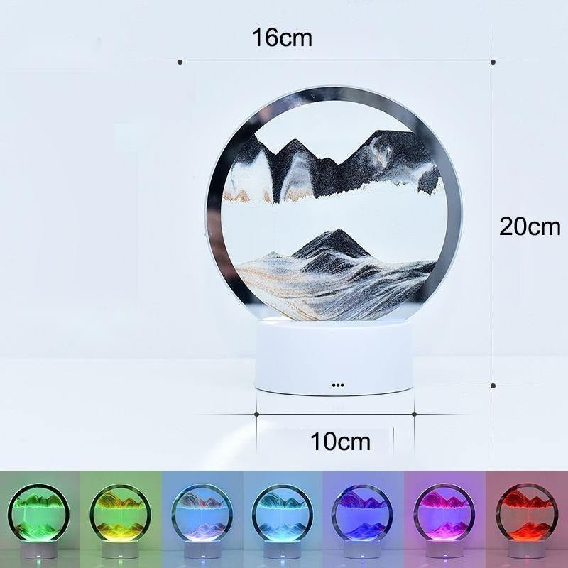 Vigor Moving Sand Painting Hourglass Sandscape 3d Led Table Lamp In Motion Lamp Decor In Black
