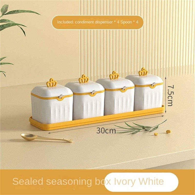 Vigor Multi Grid Seasoning Box Moisture Proofseasoning Condimnet Jar Set In White