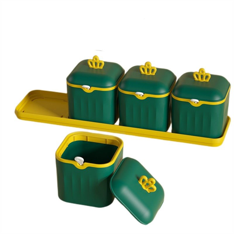 Vigor Multi Grid Seasoning Box Moisture Proofseasoning Condimnet Jar Set In Green