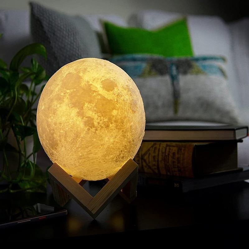 Vigor Multicolor Home Decoration Customised Table Lamps Touch Mood Lights Moon Lamp Small 3d Led Night Lig In Yellow