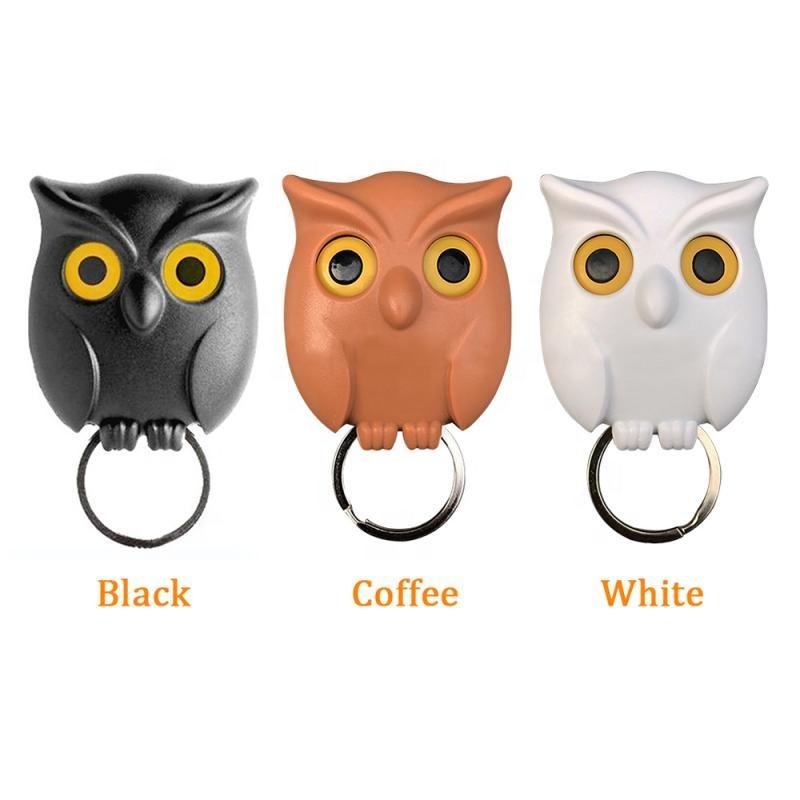 Vigor Owl Keying Holder Wall Mounted Key Holder Cute Owl Key Holder Automatic Open Close Eyes Magnetic Nig In Black