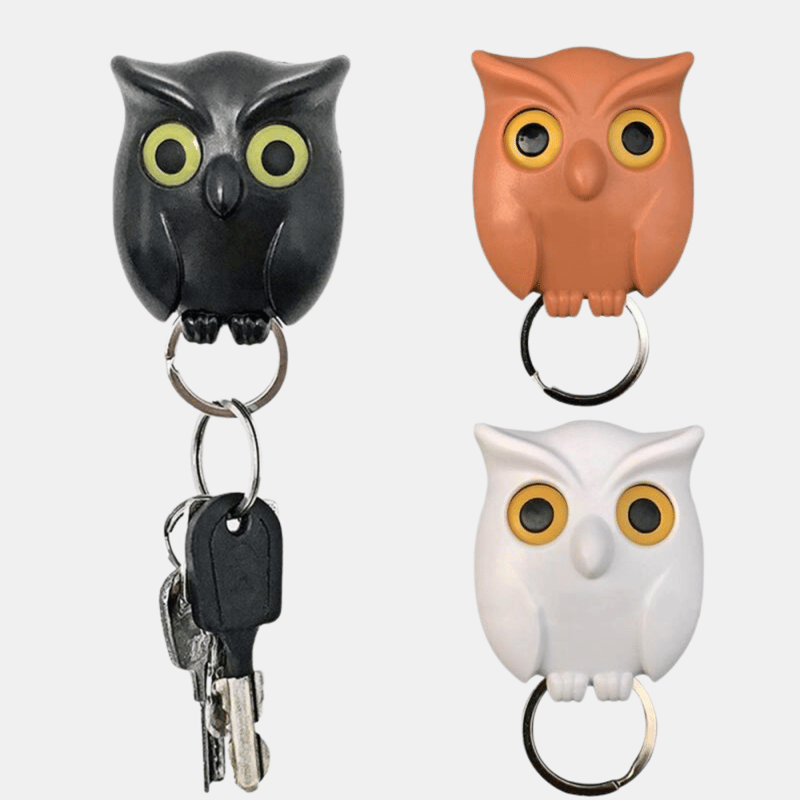 Vigor Owl Keying Holder Wall Mounted Owl Key Hooks With Wall Self-adhesive Tape, Key Holder Cute Owl Key H In White