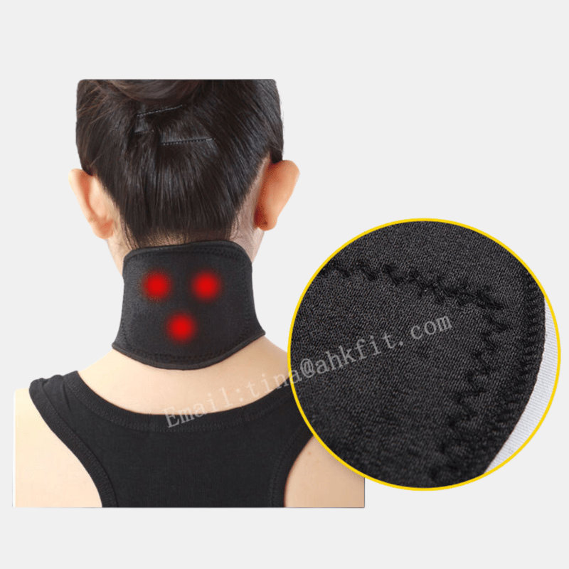Vigor Pain Relief Self Heating Magnetic Traction Neck Brace Far Infrared Neck Support Belt(bulk 3 Sets) In Black