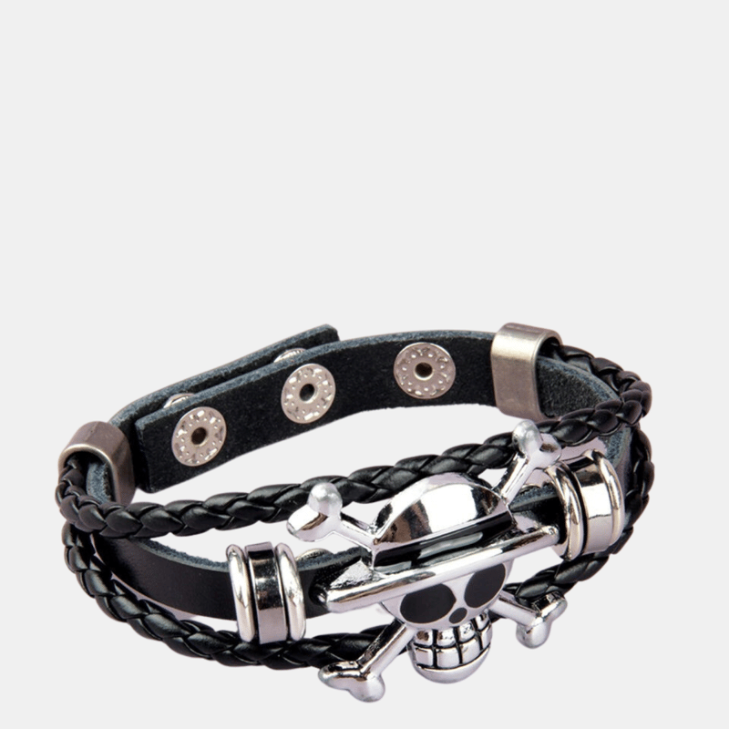 Vigor Perfect Classy And Trendy Skeleton Head Braided Leather Bracelet Ad-ons On Shows