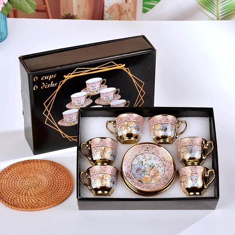 Vigor Perfect Gift Ceramic Mugs European Style Coffee Cup Gift Set Coffee Mug And Saucer In Pink