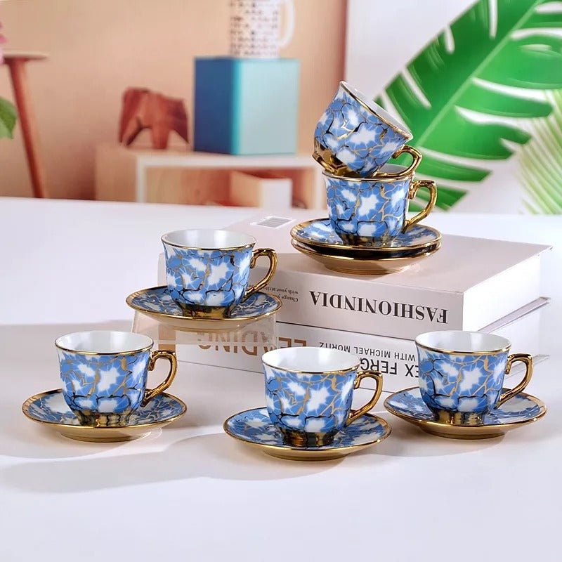 Vigor Perfect Gift Ceramic Mugs European Style Coffee Cup Gift Set Coffee Mug And Saucer In Blue
