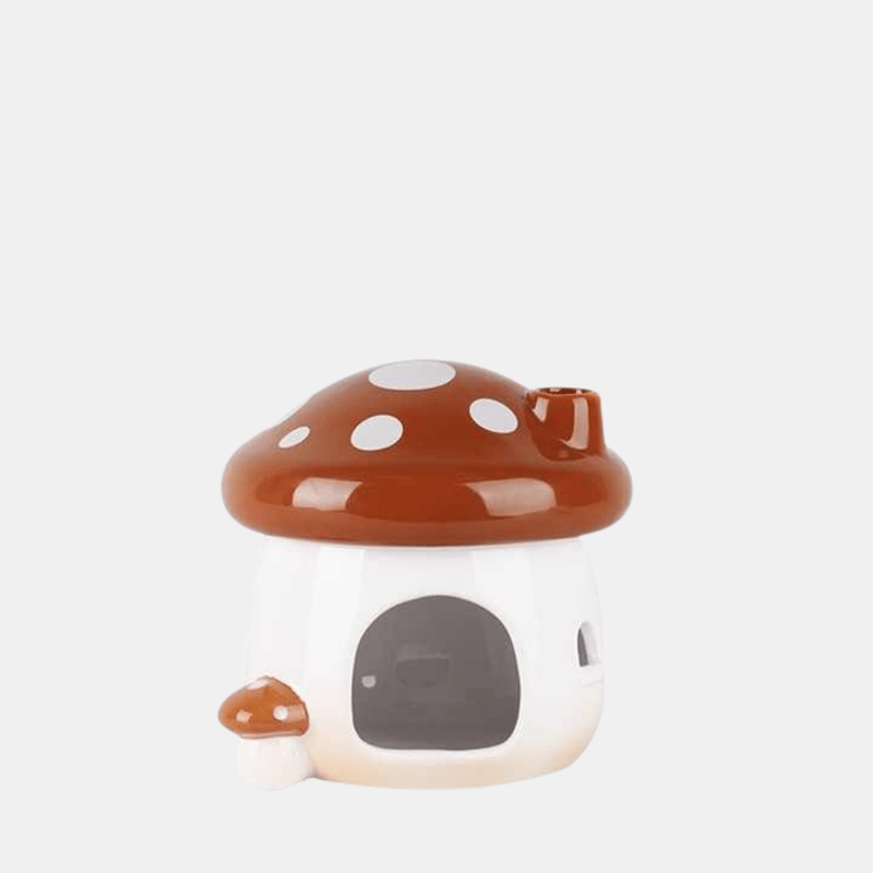 Vigor Perfect Gift Multifunctional Mushroom Shaped Hamster House Ceramics In Brown