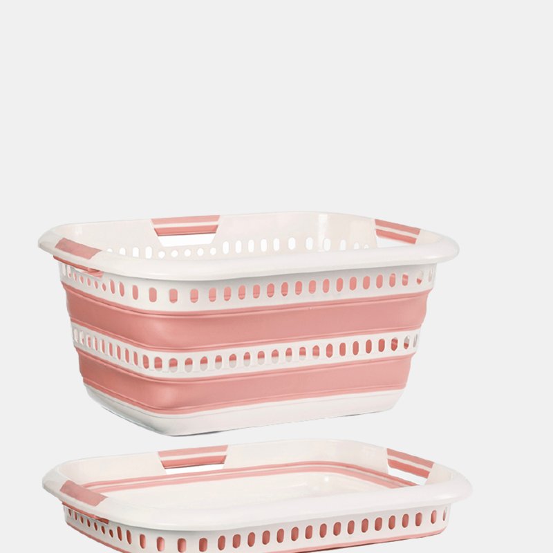 Vigor Perfect Space Saving Premium Quality Basket Collapsible Plastic Laundry Basket Pop Up Storage Organi In Pink