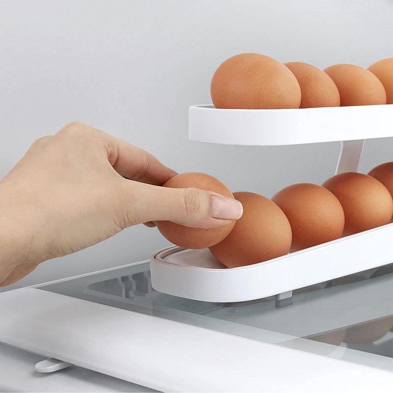 Vigor Premium Quality Egg Dispenser, 12-14 Holes Plastic Egg Tray Holder For Sale Egg Roll Space Saving An In White