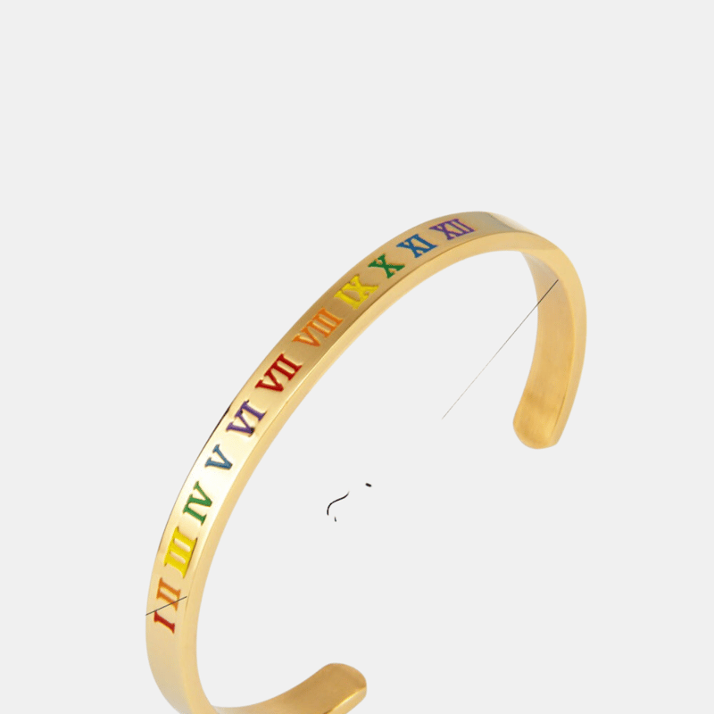 Vigor Rainbow Roman Digital C Shaped Stainless Steel Bracelet (bulk 3 Sets)