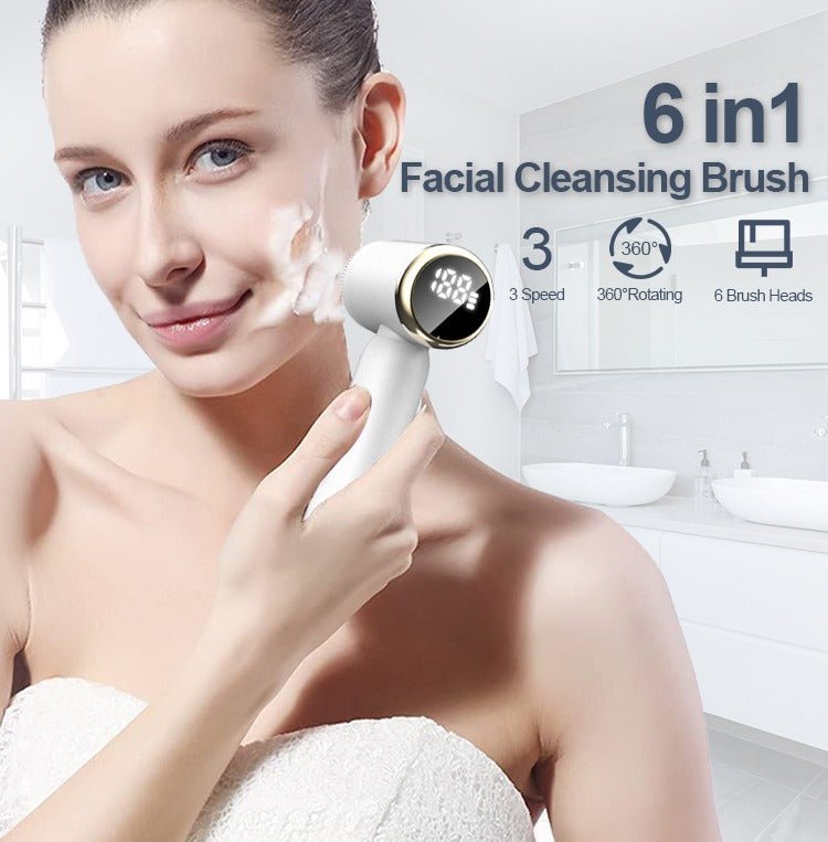 Vigor Rotating Waterproof Facial Cleansing Spin Roller Sonic Massager Cleaner Brush Silicone Electric Face