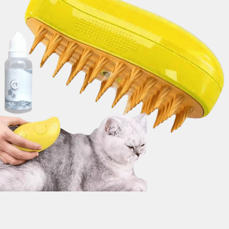 Vigor Self Cleaning Cat Steamy Brush For Massage Grooming Removing Tangled Loose Hair In Black